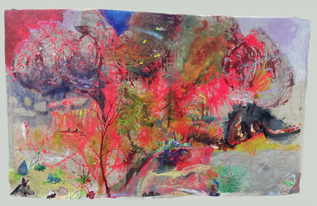 Linnea Paskow Paintings acrylic and spray paint on drop cloth