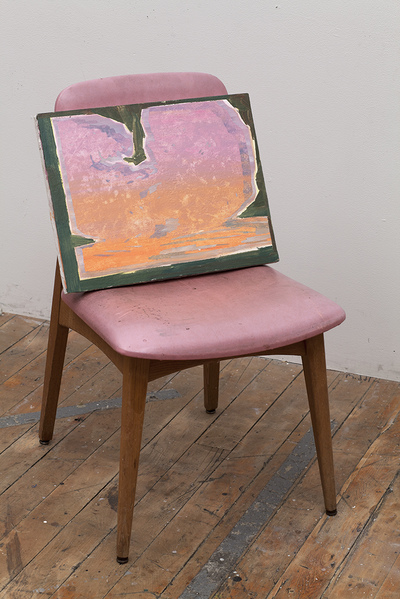 Liza Bingham 2-D oil on muslin on panel on chair