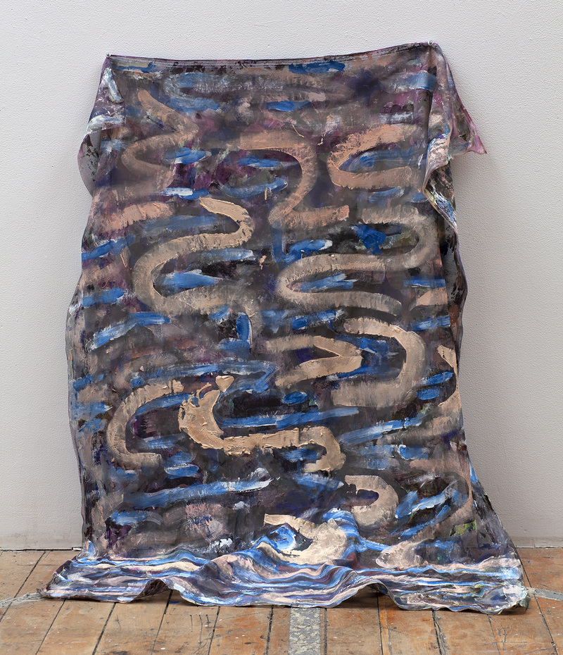 Liza Bingham 3-D acrylic, gesso and molding paste on sheer stretch mesh fabric