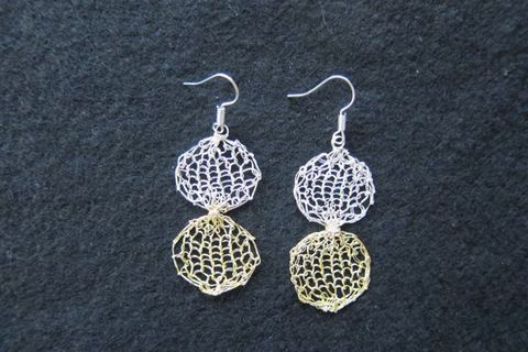  Earrings silver-plated silver and gold wire