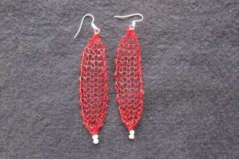  Earrings copper wire, freshwater pearls