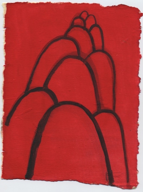 Untitled (Nepal Mounds) Mounds-2007-15 Guache on Paper