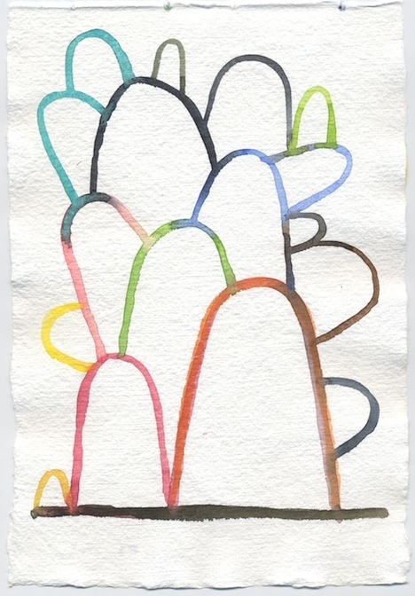 Untitled (line mounds) Mounds-2007-15 watercolor on paper