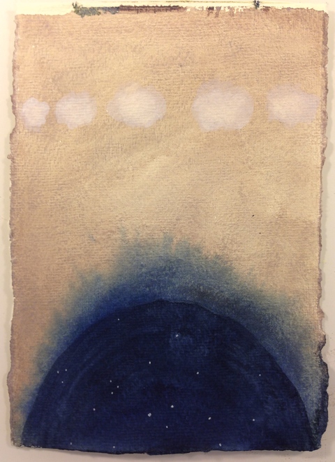 Blue with clouds Mounds-2007-15 Watercolour on handmade paper