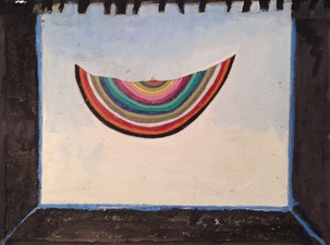 Louis Brawley Paintings 2016 Wax crayon, gouache, coloured pencil on book cover