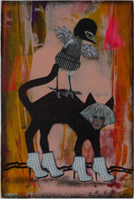 Jane Lubin "Postcard" Collages Acrylic/Collage on wood panel