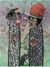 Jane Lubin "Postcard" Collages Acrylic/Collage