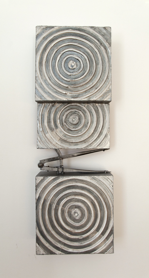 Around in Circles Small Constructions wood, hardboard, "found" compass, acrylic paint