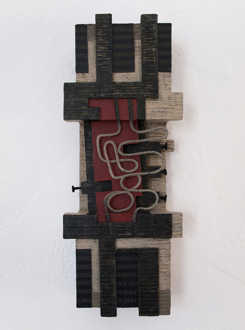 Abstract Rhythms (sculpture) Small Constructions and Wall Sculptures wood, hardboard, string, wire, canvas, "found" nails, acrylic paint