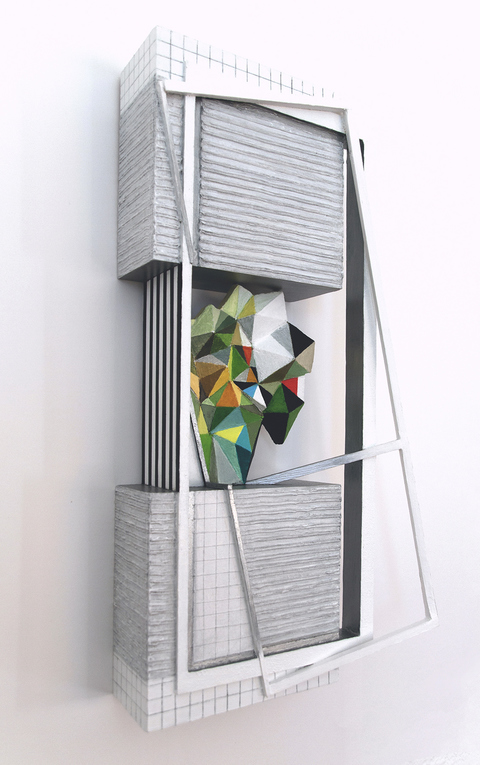 Bouquet Small Constructions wood, hardboard, aluminum plate, acrylic paint