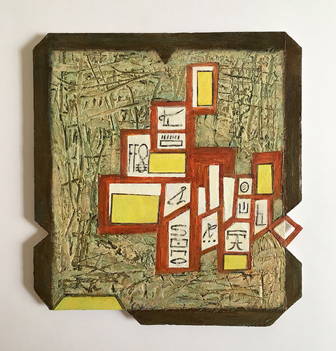 Miniatures mixed media collage on paper on museum board Miniatures mixed media collage on paper on museum board