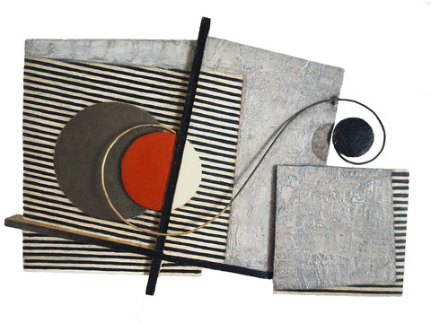 Sun and Moon Highlights oil on mixed media on canvas over shaped panel
