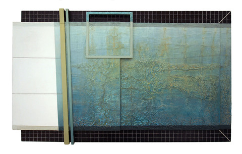 Floating World Highlights oil on wood,mixed media over panel