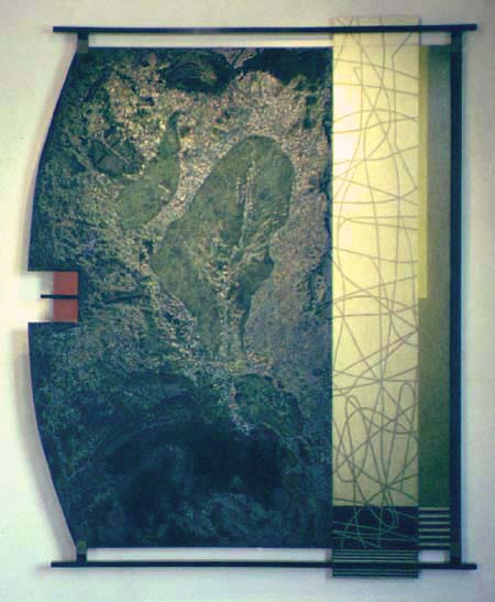 Pond Highlights oil on wood and canvas over shaped support