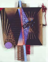 Cow, Violin, and Chinese Firecrackers Highlights oil, mixed media on canvas