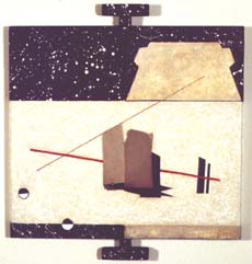 Box Highlights oil, collage, mixed media on canvas over panel