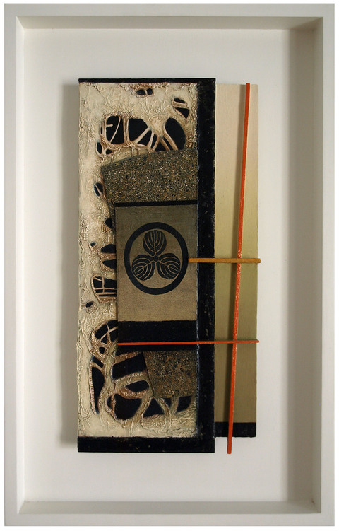 Tracing Illusions Miniatures oil, mixed media with xerox transfer on hardboard with frame
