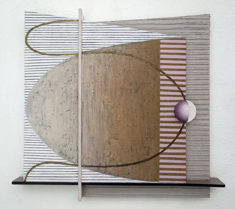Mezzo Small Constructions oil on mixed media on canvas over shaped panel