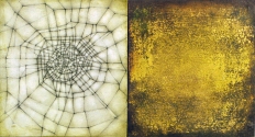 Luisa Sartori Lines & Weather Oil, gold leaf, graphite,on wood