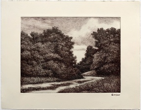L  U  I  S   C  O  L  A  N Landscapes pen and ink over monotype ghost print on paper