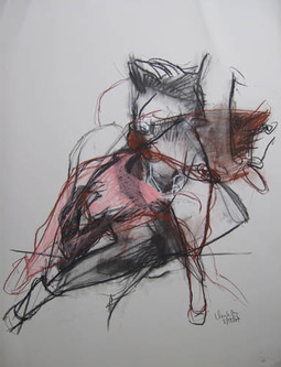 LINDA VERKLER Double the Vision Charcoal, pastel, conte on grey Magnani Pescia paper