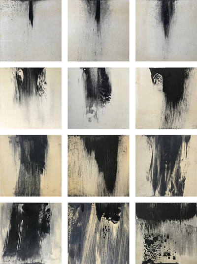 Geo-abstract monotypes for new animation (black rain) Current Work Monotypes
