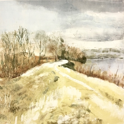 River Walks (pale gold) River Walk: Monoprints Monotype