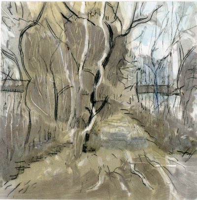 River Walks (tree tangle) River Walk: Monoprints Drypoint and monotype