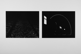 Lynn Silverman Split Second 1998 Iris Print from two black and white medium format negatives