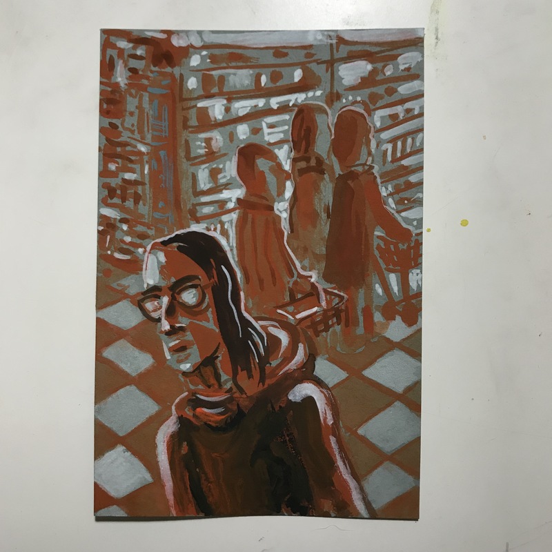  2019-2018 gouache on gray paper
