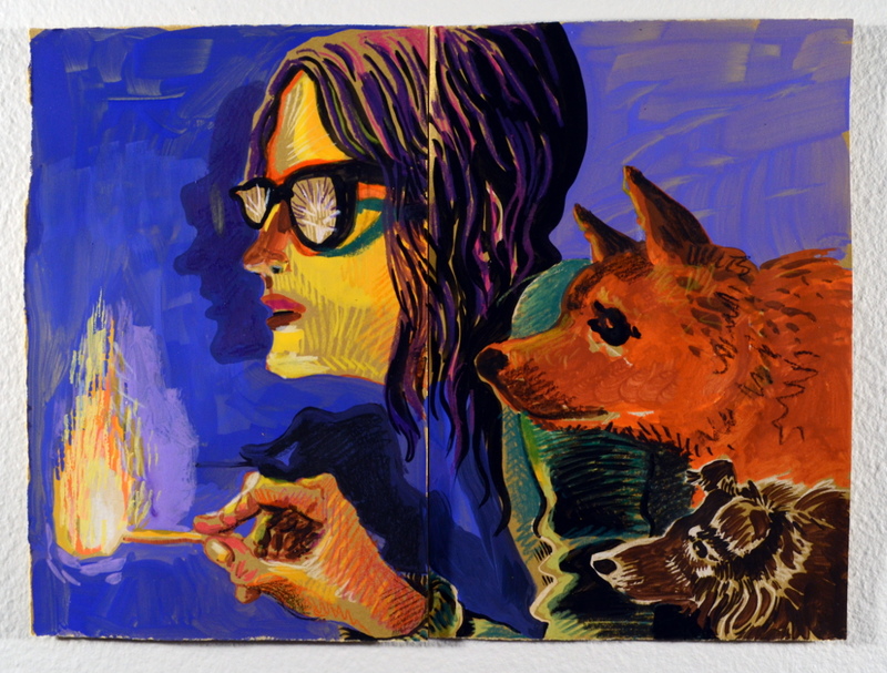  2019-2018 gouache and crayon on gold paper