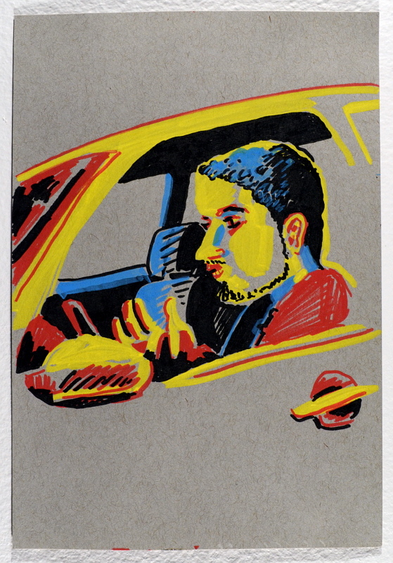  2019-2018 paint marker on gray paper
