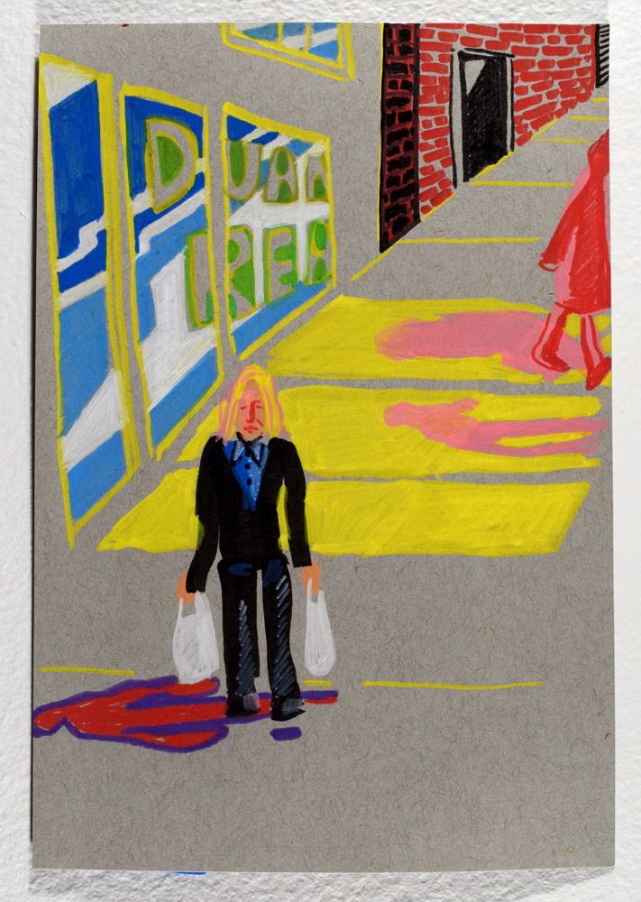  2019-2018 paint marker on gray paper