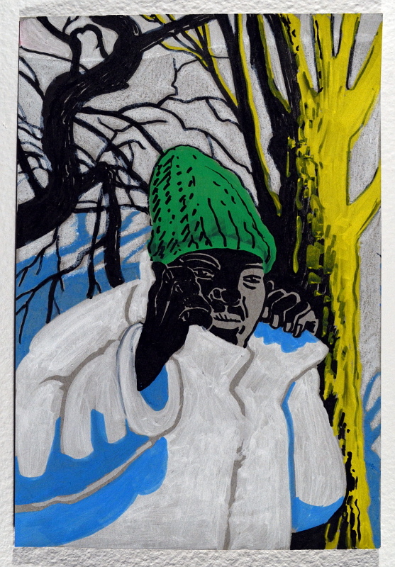  2019-2018 paint marker on gray paper