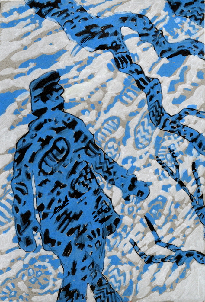  2019-2018 paint marker on gray paper