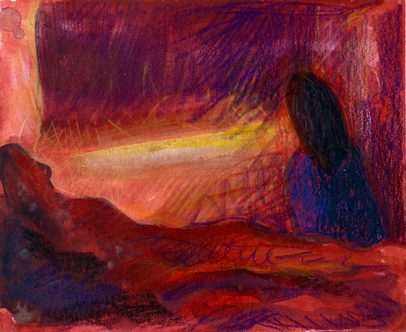  2019-2018 gouache and crayon on paper
