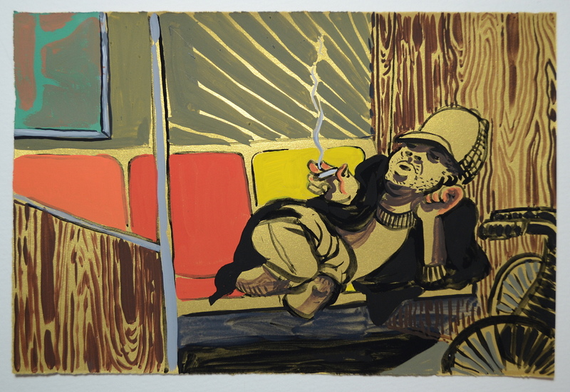  2019-2018 gouache on gold paper
