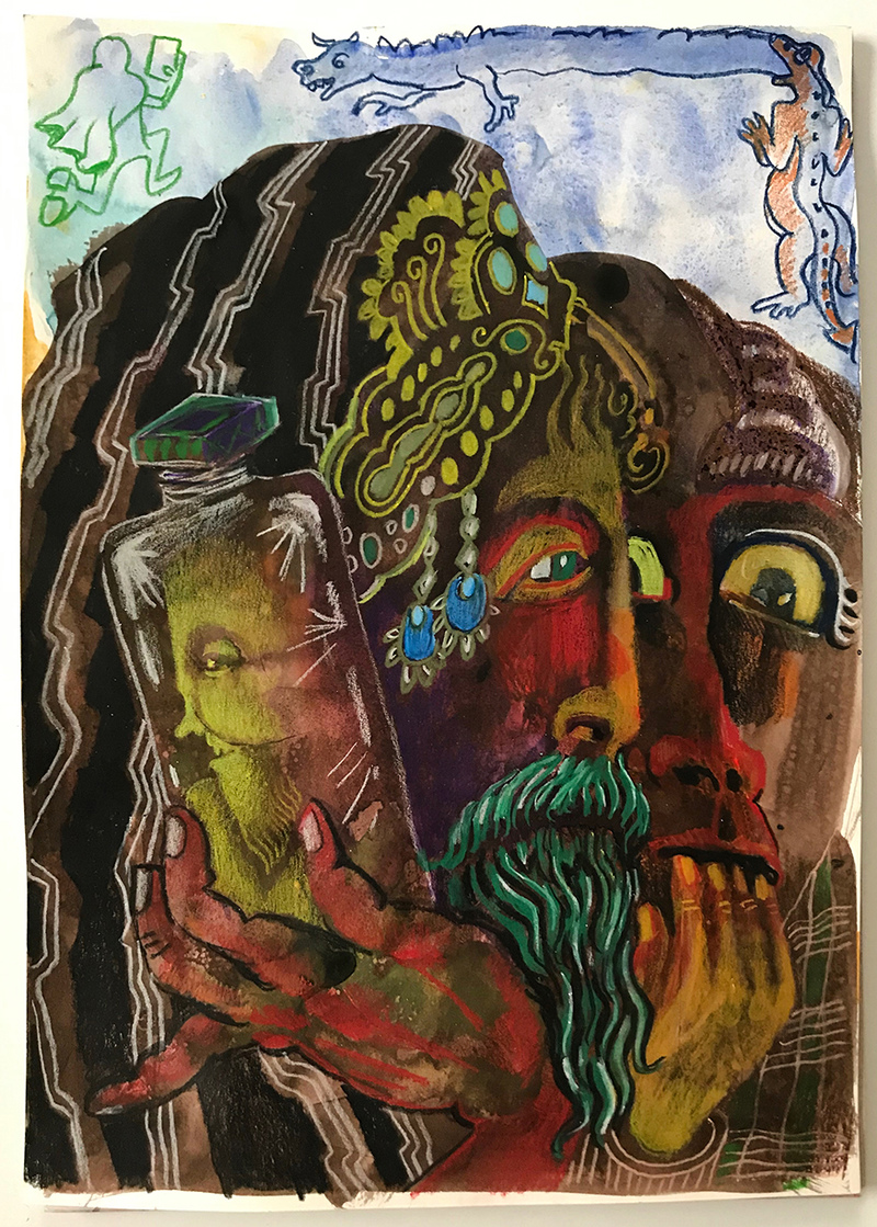  2019-2018 ink and crayon on paper