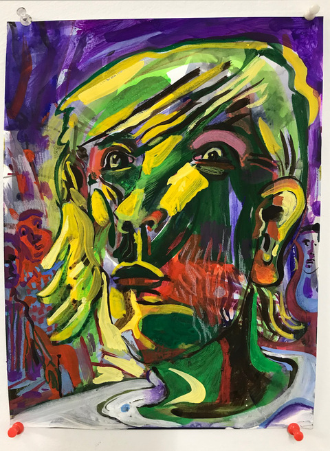  2022-2023 gouache and crayon on paper