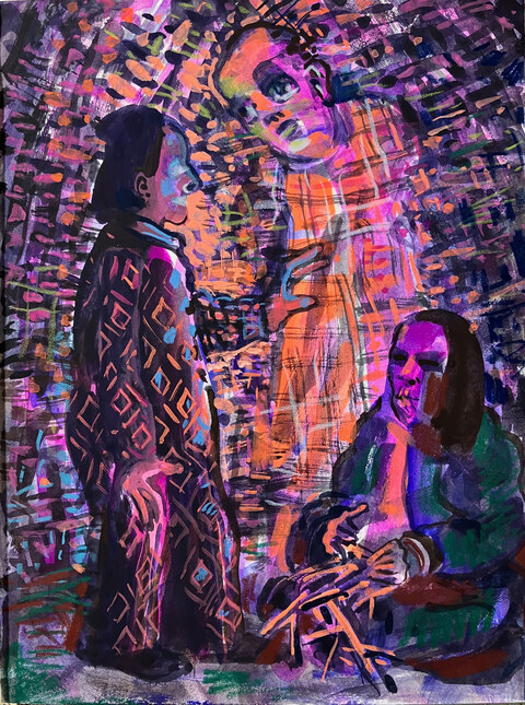  2024-2025 gouache and crayon on paper