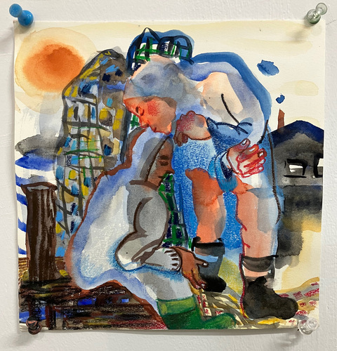 2024-2025 gouache and crayon on paper