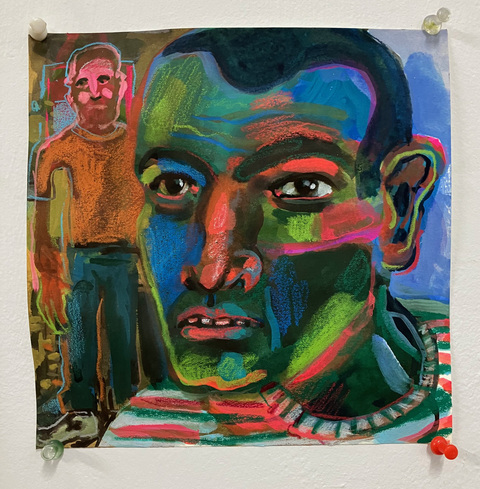  2024-2025 gouache and crayon on paper