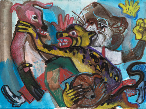  2024-2025 Gouache and crayon on paper