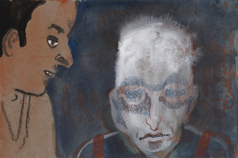  2024-2025 Gouache and crayon on gray paper