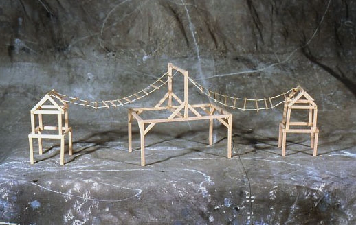 Maria Levitsky  Small Hand-built Structures wood and string