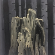 Marie Van Elder  Coastal Project: Ode to the Stump  acrylic, oils on canvas