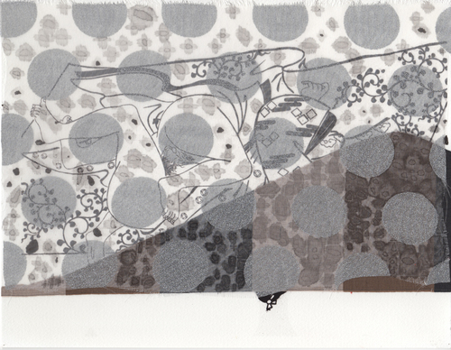 Marina Adams  Inkjet print, gouache and fabric on paper
