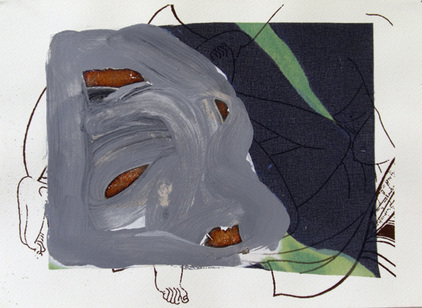 Marina Adams Erotics Inkjet print, acrylic, silver leaf and fabric on paper