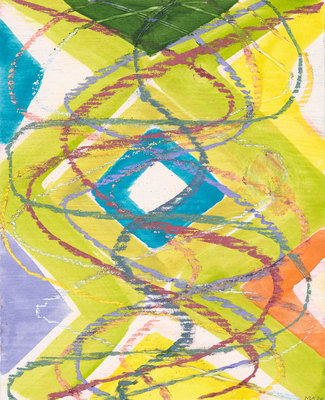 Marina Adams Two Palms Monoprints Monotype in watercolor and pastel on Lanaquarelle paper