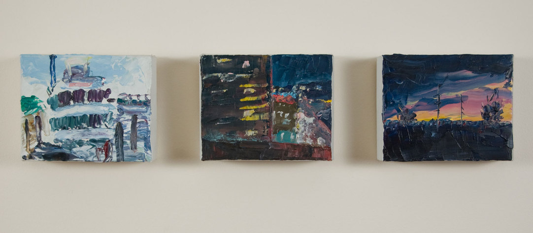 Three Snapshots Small Paintings Oil on paint-tube boxes